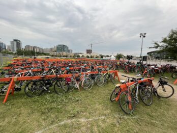 Bluesfest bike parking full with bikes
