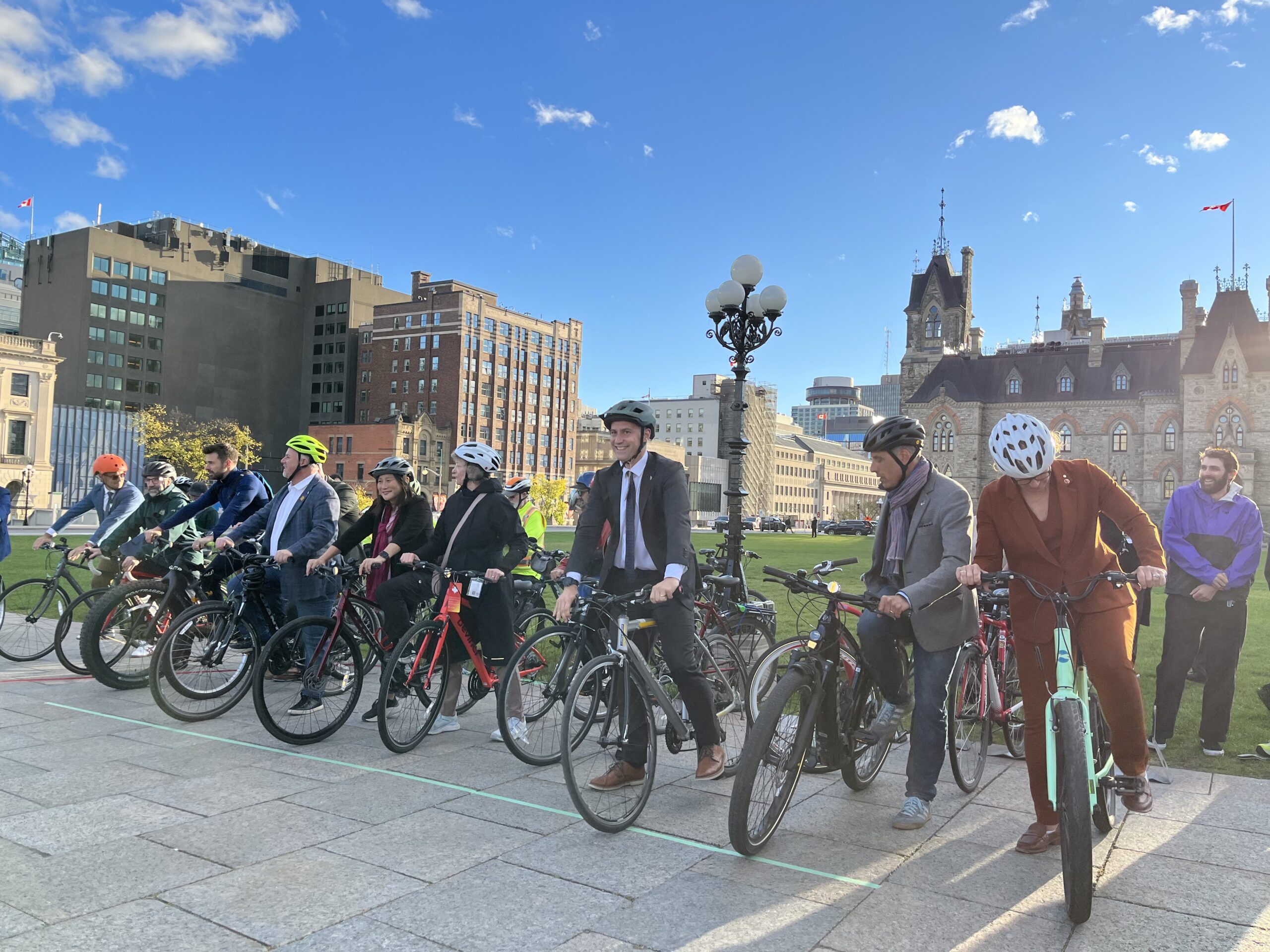 Members of Parliament and Senators take part in a slow race at Bike Day on the Hill in 2025